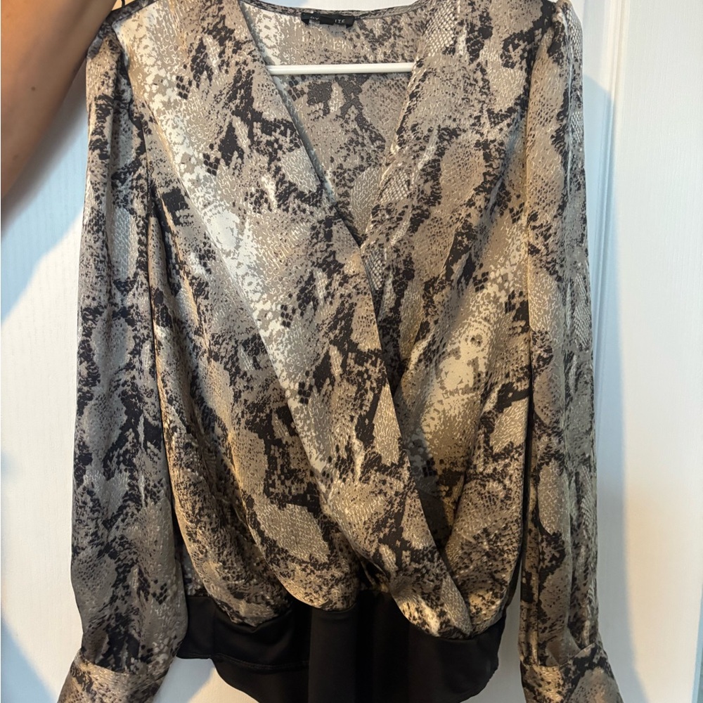 Snakeskin Print Bodysuit Blouse